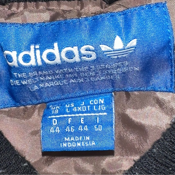 Adidas Originals Trefoil Black Bomber Jacket L Oversized Streetwear Y2K Puffer - Picture 8 of 15